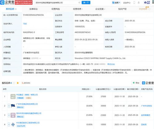 深圳中遠(yuǎn)海運智慧供應(yīng)鏈公司成立，注冊資本10億元推動供應(yīng)鏈管理服務(wù)創(chuàng)新